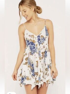 Free People INTIMATELY ALYSON Mini Slip Dress Long Cami Floral SZ SM EXC Flowy